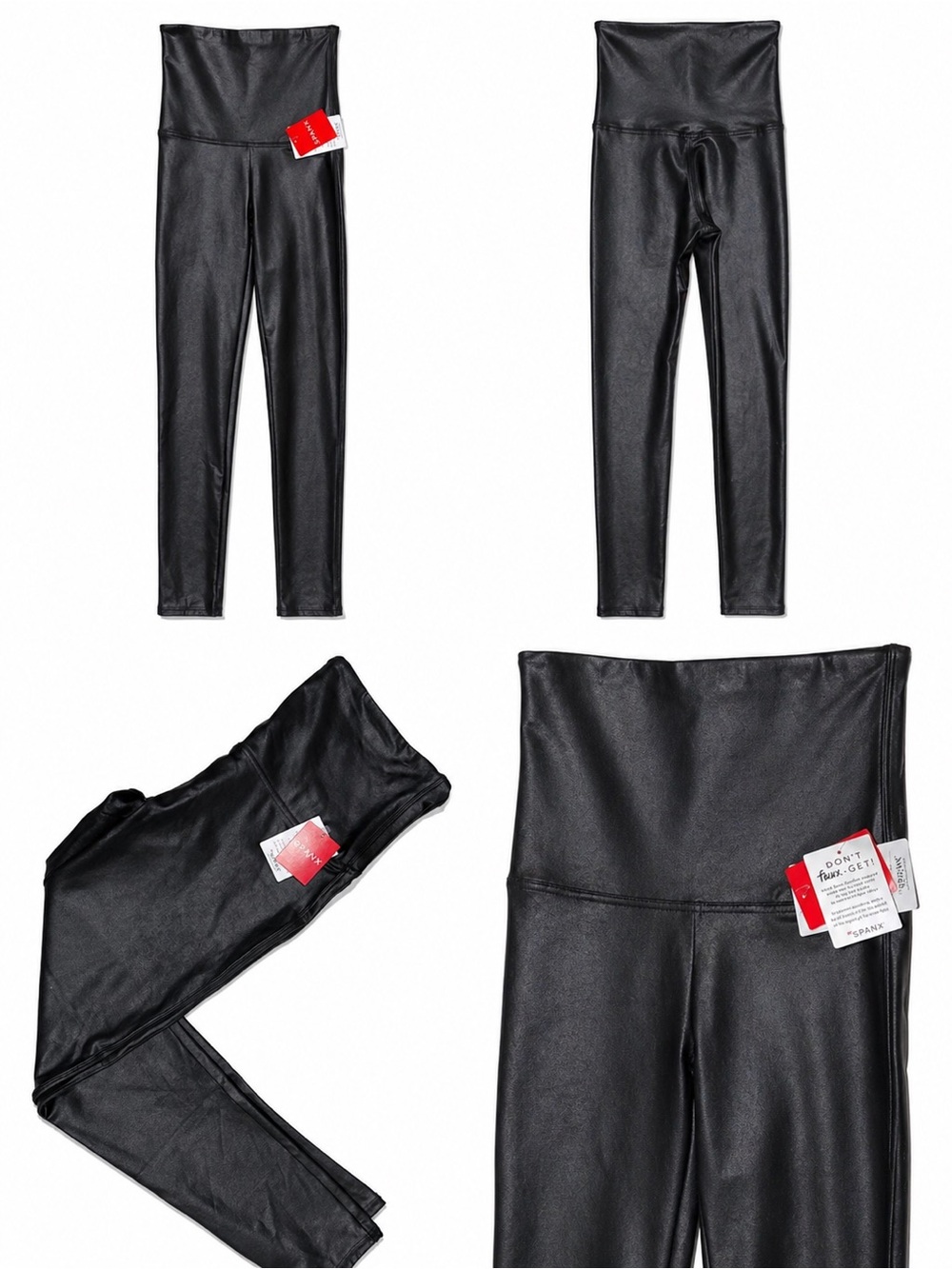 SPANX Faux Leather Leggings Black High Rise XL NWT